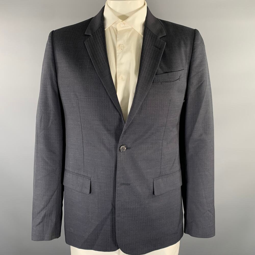 MAISON MARGIELA Size 42 Charcoal Navy Pinstripe Wool Notch Lapel Sport Coat